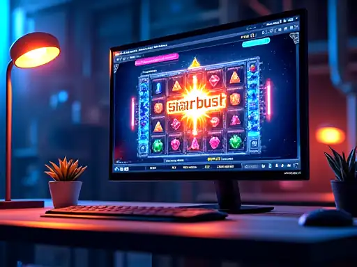 Starburst pokie artwork at Golden Crown Casino