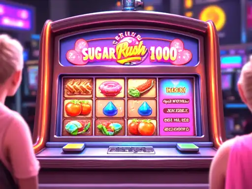 Sugar Rush 1000 pokie artwork at Golden Crown Casino